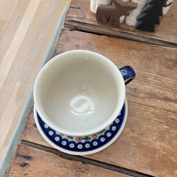 Boleslawiec Polish Pottery Large Mug with Plate - Picture 2 of 6